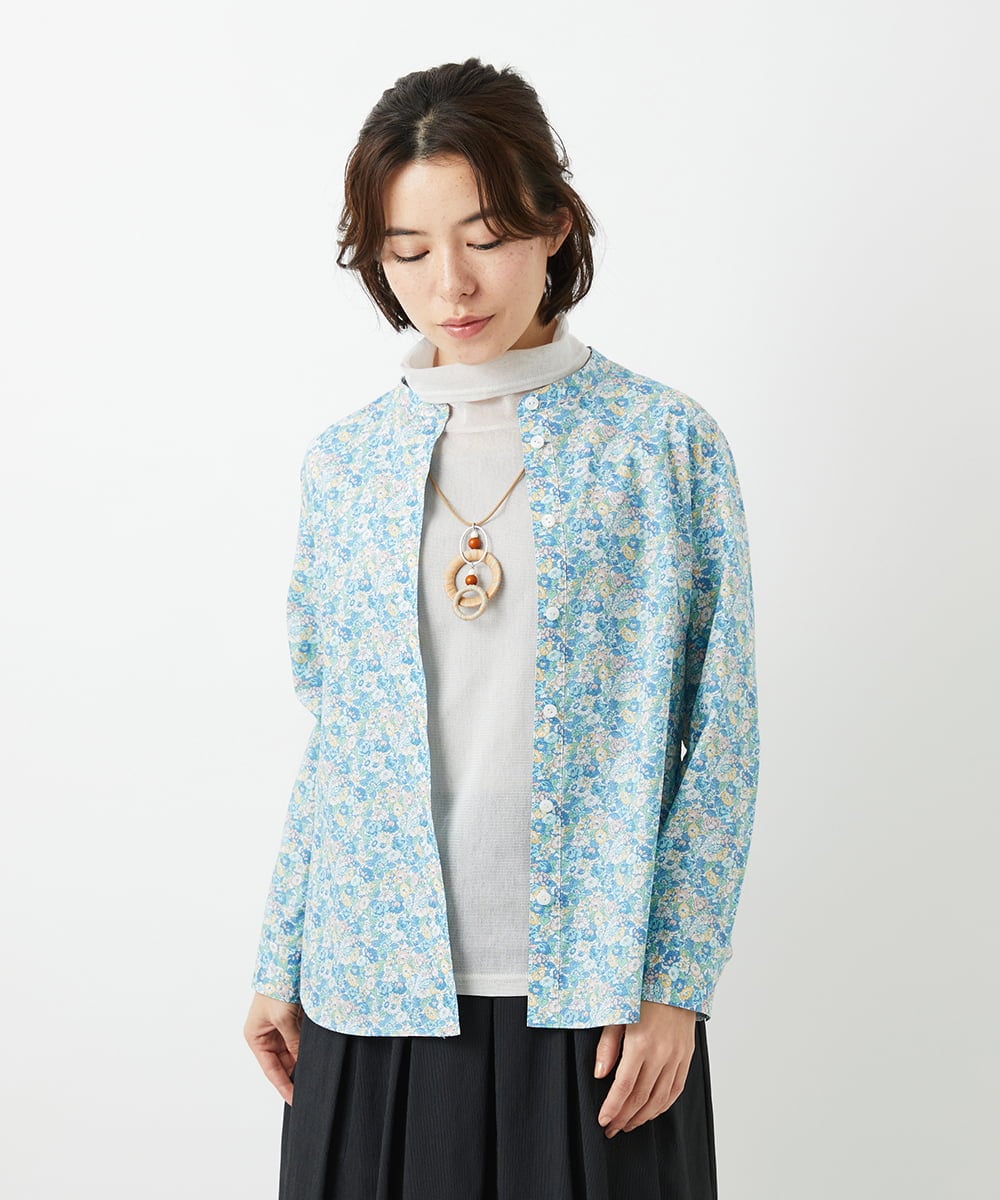 NHBEF80260 GIANNI LO GIUDICE(小さいサイズ)(メゾン ドゥ サンク) LIBERTYプリントシャツブラウス（Leontine Dream） ブルー