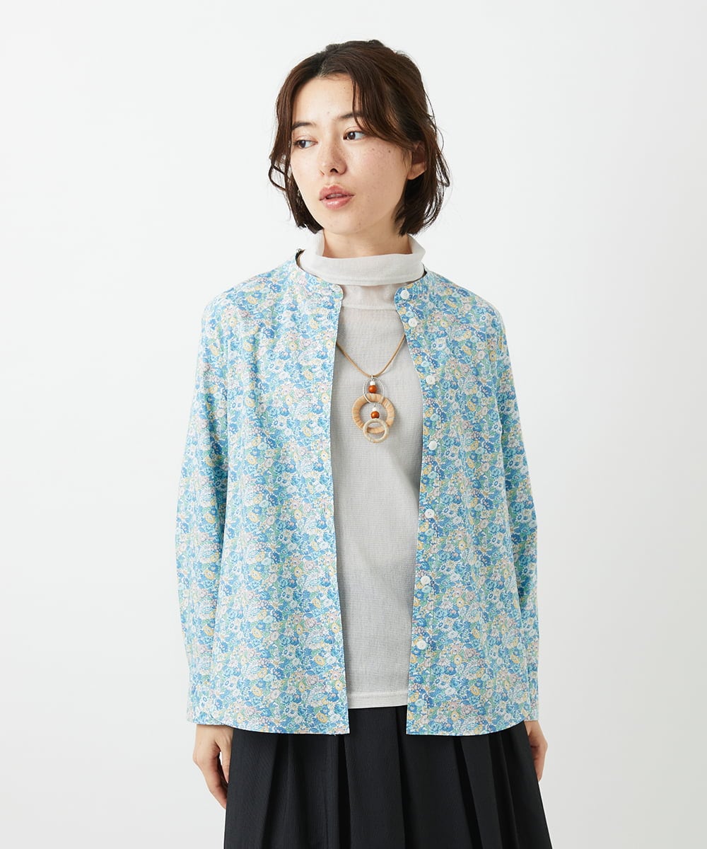 NHBEF80260 GIANNI LO GIUDICE(小さいサイズ)(メゾン ドゥ サンク) LIBERTYプリントシャツブラウス（Leontine Dream） ブルー