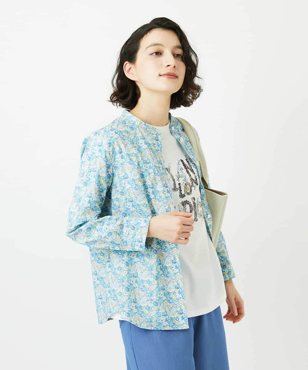 NHBEF80260 GIANNI LO GIUDICE(小さいサイズ)(メゾン ドゥ サンク) LIBERTYプリントシャツブラウス（Leontine Dream） ブルー