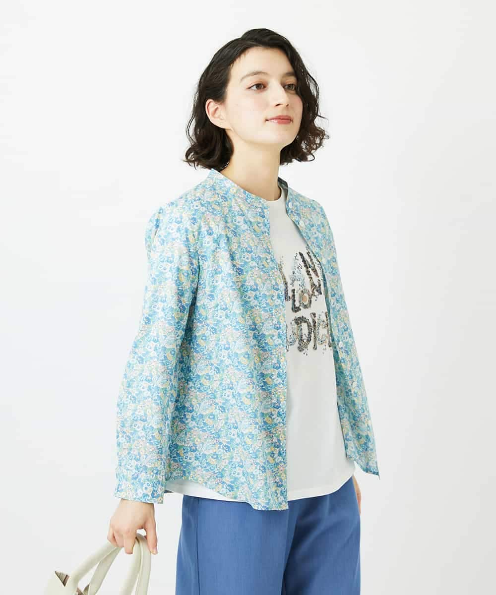NHBEF80260 GIANNI LO GIUDICE(小さいサイズ)(メゾン ドゥ サンク) LIBERTYプリントシャツブラウス（Leontine Dream） ブルー