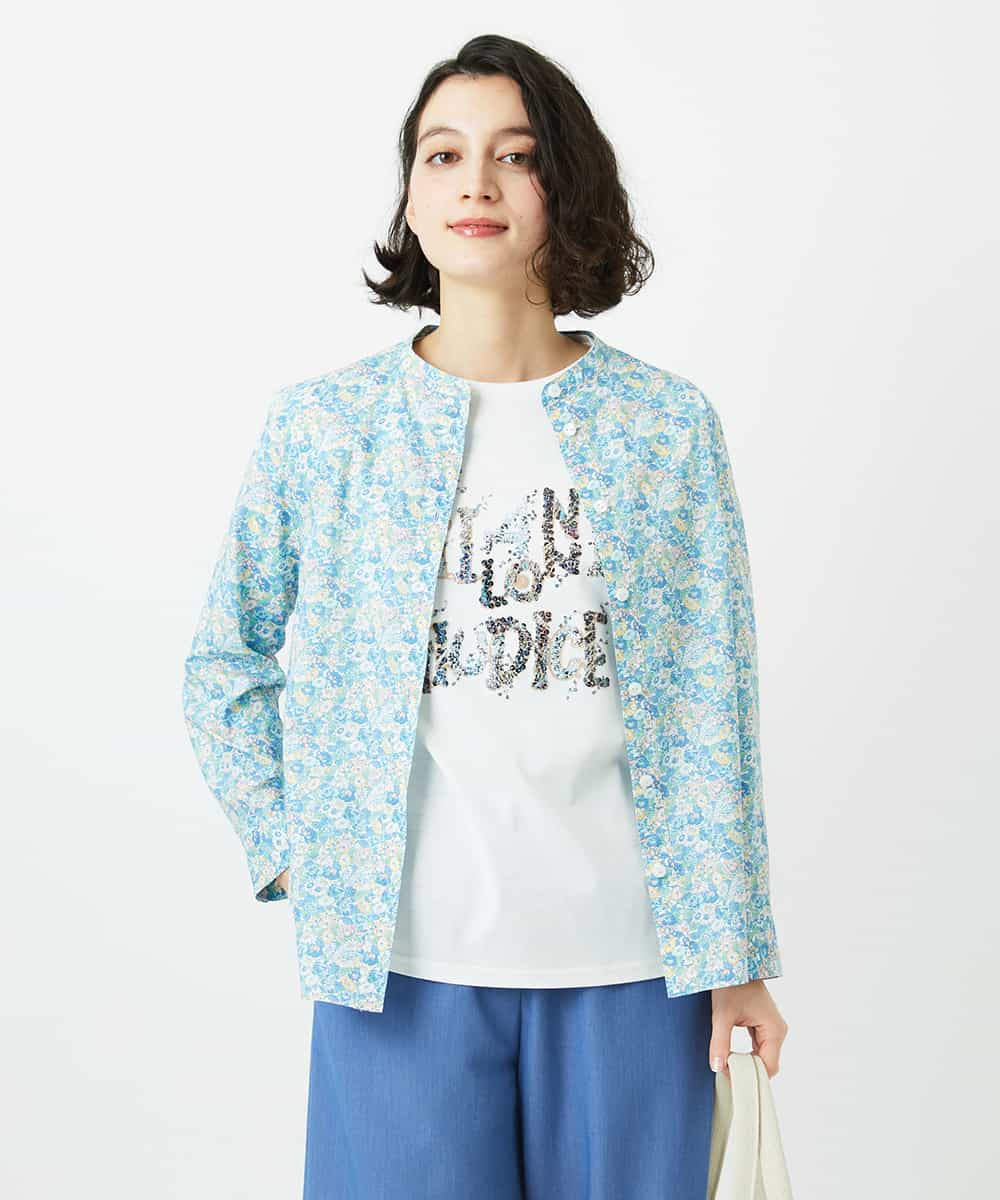 NHBEF80260 GIANNI LO GIUDICE(小さいサイズ)(メゾン ドゥ サンク) LIBERTYプリントシャツブラウス（Leontine Dream） ブルー
