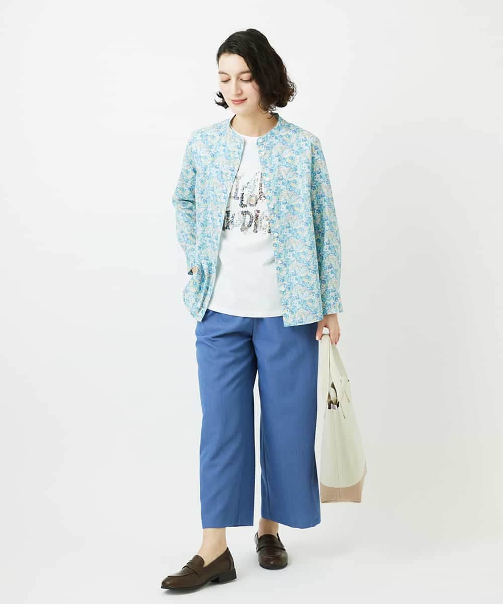 NHBEF80260 GIANNI LO GIUDICE(小さいサイズ)(メゾン ドゥ サンク) LIBERTYプリントシャツブラウス（Leontine Dream） ブルー