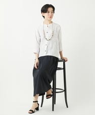 NHBGA21330 GIANNI LO GIUDICE(小さいサイズ)(メゾン ドゥ サンク) リネンストライプシャツブラウス ホワイト系