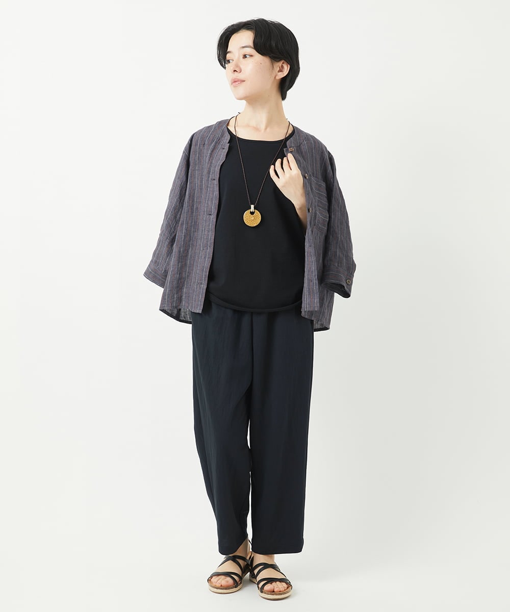 NHBGA21330 GIANNI LO GIUDICE(小さいサイズ)(メゾン ドゥ サンク) リネンストライプシャツブラウス ホワイト系