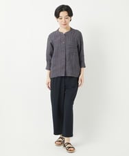 NHBGA21330 GIANNI LO GIUDICE(小さいサイズ)(メゾン ドゥ サンク) リネンストライプシャツブラウス ホワイト系