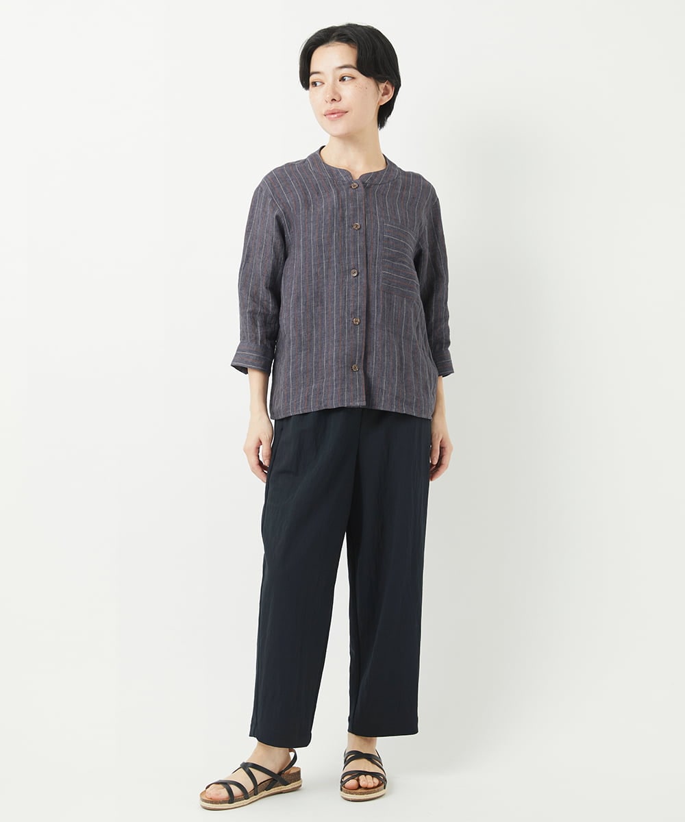 NHBGA21330 GIANNI LO GIUDICE(小さいサイズ)(メゾン ドゥ サンク) リネンストライプシャツブラウス ホワイト系