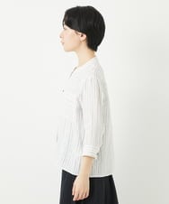 NHBGA21330 GIANNI LO GIUDICE(小さいサイズ)(メゾン ドゥ サンク) リネンストライプシャツブラウス ホワイト系