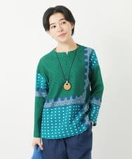 NHBGA22360 GIANNI LO GIUDICE(小さいサイズ)(メゾン ドゥ サンク) バンダナパネルプリントブラウス グリーン系