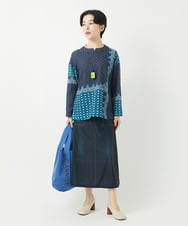 NHBGA22360 GIANNI LO GIUDICE(小さいサイズ)(メゾン ドゥ サンク) バンダナパネルプリントブラウス グリーン系