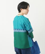 NHBGA22360 GIANNI LO GIUDICE(小さいサイズ)(メゾン ドゥ サンク) バンダナパネルプリントブラウス グリーン系