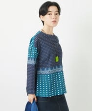 NHBGA22360 GIANNI LO GIUDICE(小さいサイズ)(メゾン ドゥ サンク) バンダナパネルプリントブラウス グリーン系