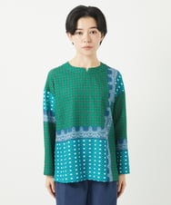 NHBGA22360 GIANNI LO GIUDICE(小さいサイズ)(メゾン ドゥ サンク) バンダナパネルプリントブラウス グリーン系