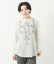 NHBGA32330 GIANNI LO GIUDICE(小さいサイズ)(メゾン ドゥ サンク) コットンガーゼ刺繍ブラウス ホワイト