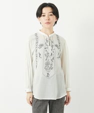 NHBGA32330 GIANNI LO GIUDICE(小さいサイズ)(メゾン ドゥ サンク) コットンガーゼ刺繍ブラウス ホワイト