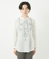 NHBGA32330 GIANNI LO GIUDICE(小さいサイズ)(メゾン ドゥ サンク) コットンガーゼ刺繍ブラウス ホワイト
