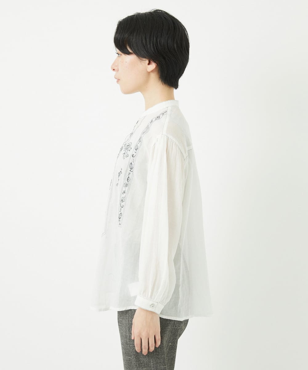 NHBGA32330 GIANNI LO GIUDICE(小さいサイズ)(メゾン ドゥ サンク) コットンガーゼ刺繍ブラウス ホワイト