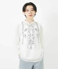 NHBGA32330 GIANNI LO GIUDICE(小さいサイズ)(メゾン ドゥ サンク) コットンガーゼ刺繍ブラウス ホワイト