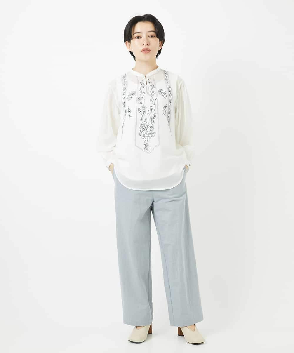 NHBGA32330 GIANNI LO GIUDICE(小さいサイズ)(メゾン ドゥ サンク) コットンガーゼ刺繍ブラウス ホワイト