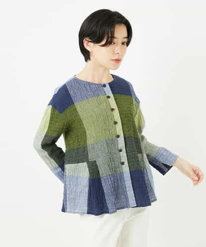 NHBGA40390 GIANNI LO GIUDICE(小さいサイズ) [日本製]コットンレーヨンランダムチェックブラウス