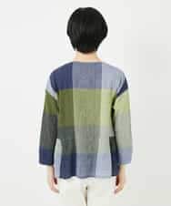 NHBGA40390 GIANNI LO GIUDICE(小さいサイズ)(メゾン ドゥ サンク) [日本製]コットンレーヨンランダムチェックブラウス グリーン系