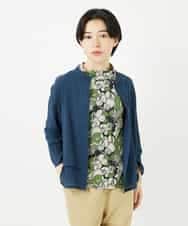 NHBGA42270 GIANNI LO GIUDICE(小さいサイズ)(メゾン ドゥ サンク) スタンドカラーデザインブラウス スモーキーグリーン