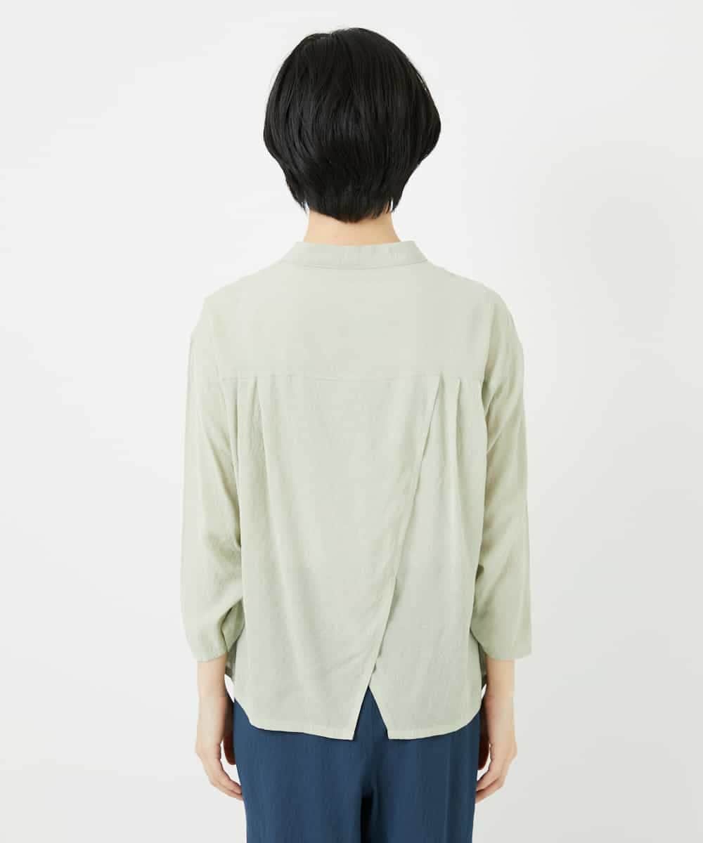 NHBGA42270 GIANNI LO GIUDICE(小さいサイズ)(メゾン ドゥ サンク) スタンドカラーデザインブラウス スモーキーグリーン