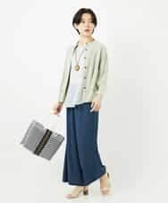 NHBGA42270 GIANNI LO GIUDICE(小さいサイズ)(メゾン ドゥ サンク) スタンドカラーデザインブラウス スモーキーグリーン