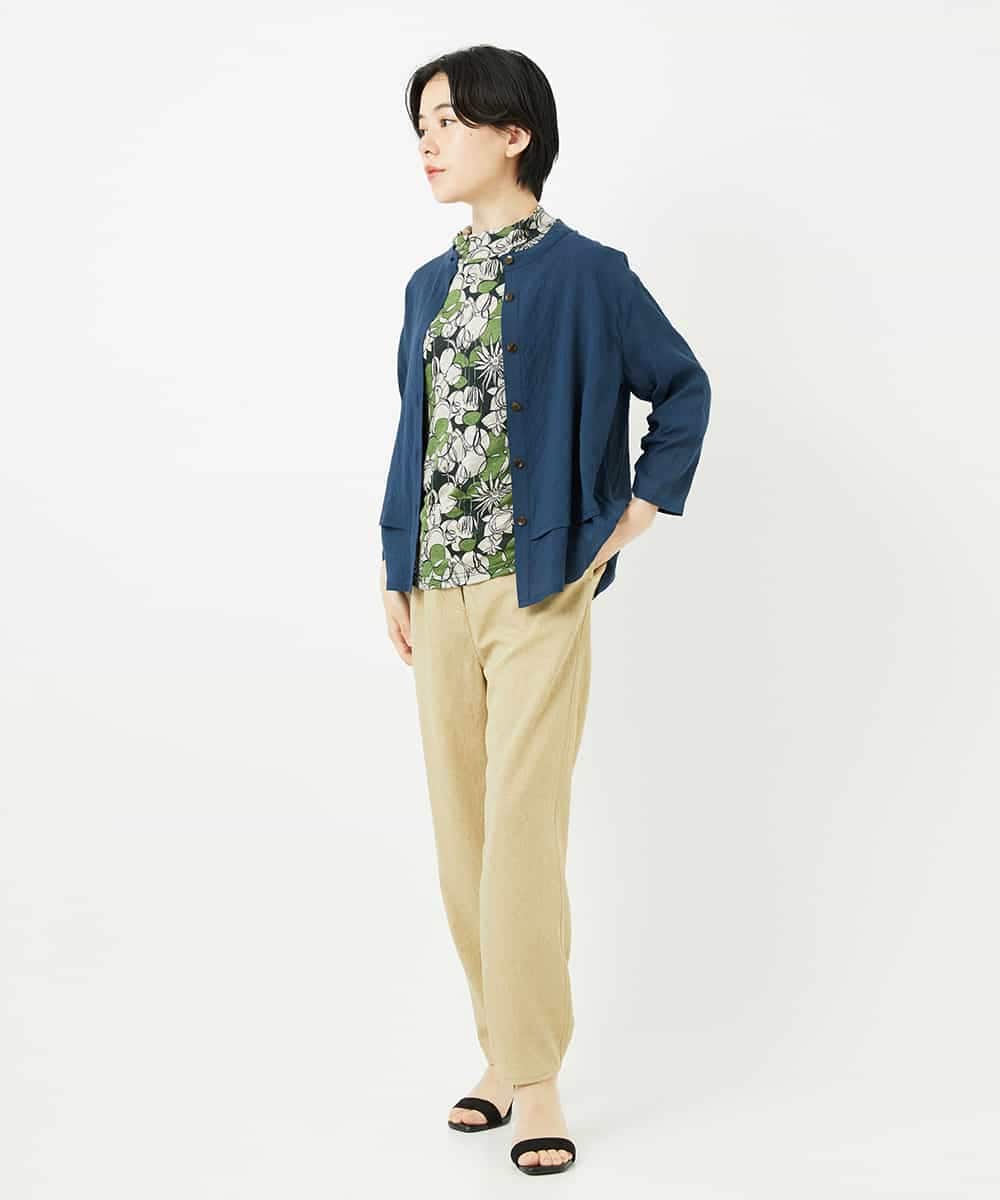 NHBGA42270 GIANNI LO GIUDICE(小さいサイズ)(メゾン ドゥ サンク) スタンドカラーデザインブラウス スモーキーグリーン
