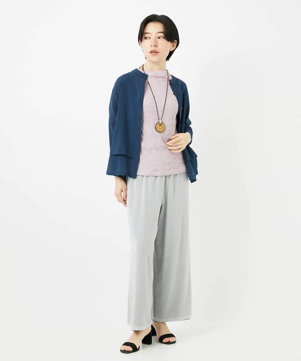NHBGA42270 GIANNI LO GIUDICE(小さいサイズ)(メゾン ドゥ サンク) スタンドカラーデザインブラウス スモーキーグリーン
