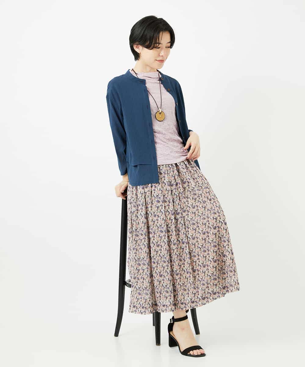 NHBGA42270 GIANNI LO GIUDICE(小さいサイズ)(メゾン ドゥ サンク) スタンドカラーデザインブラウス スモーキーグリーン