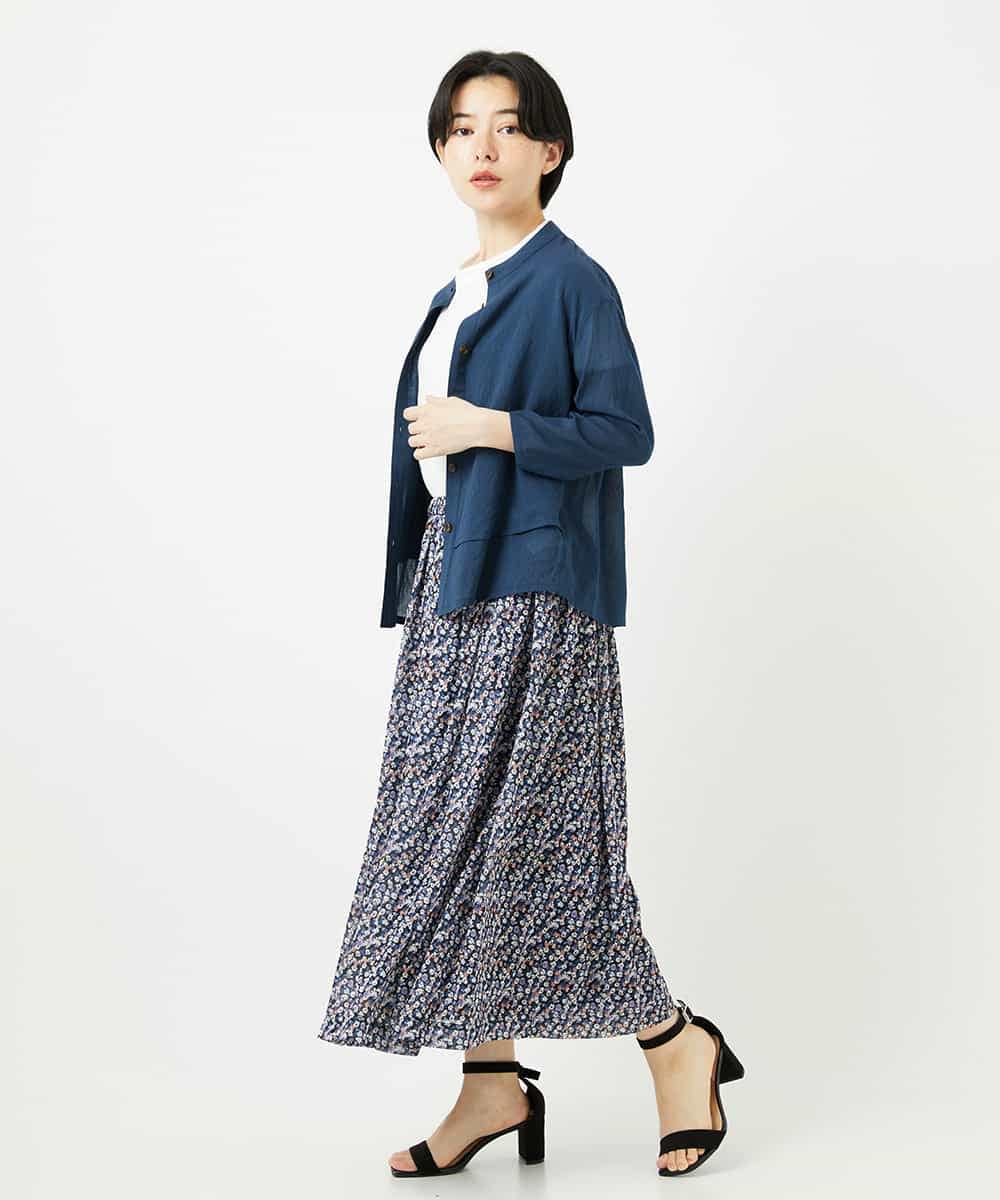 NHBGA42270 GIANNI LO GIUDICE(小さいサイズ)(メゾン ドゥ サンク) スタンドカラーデザインブラウス スモーキーグリーン