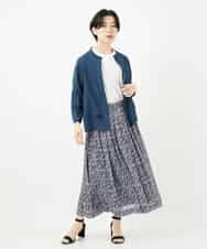 NHBGA42270 GIANNI LO GIUDICE(小さいサイズ)(メゾン ドゥ サンク) スタンドカラーデザインブラウス スモーキーグリーン