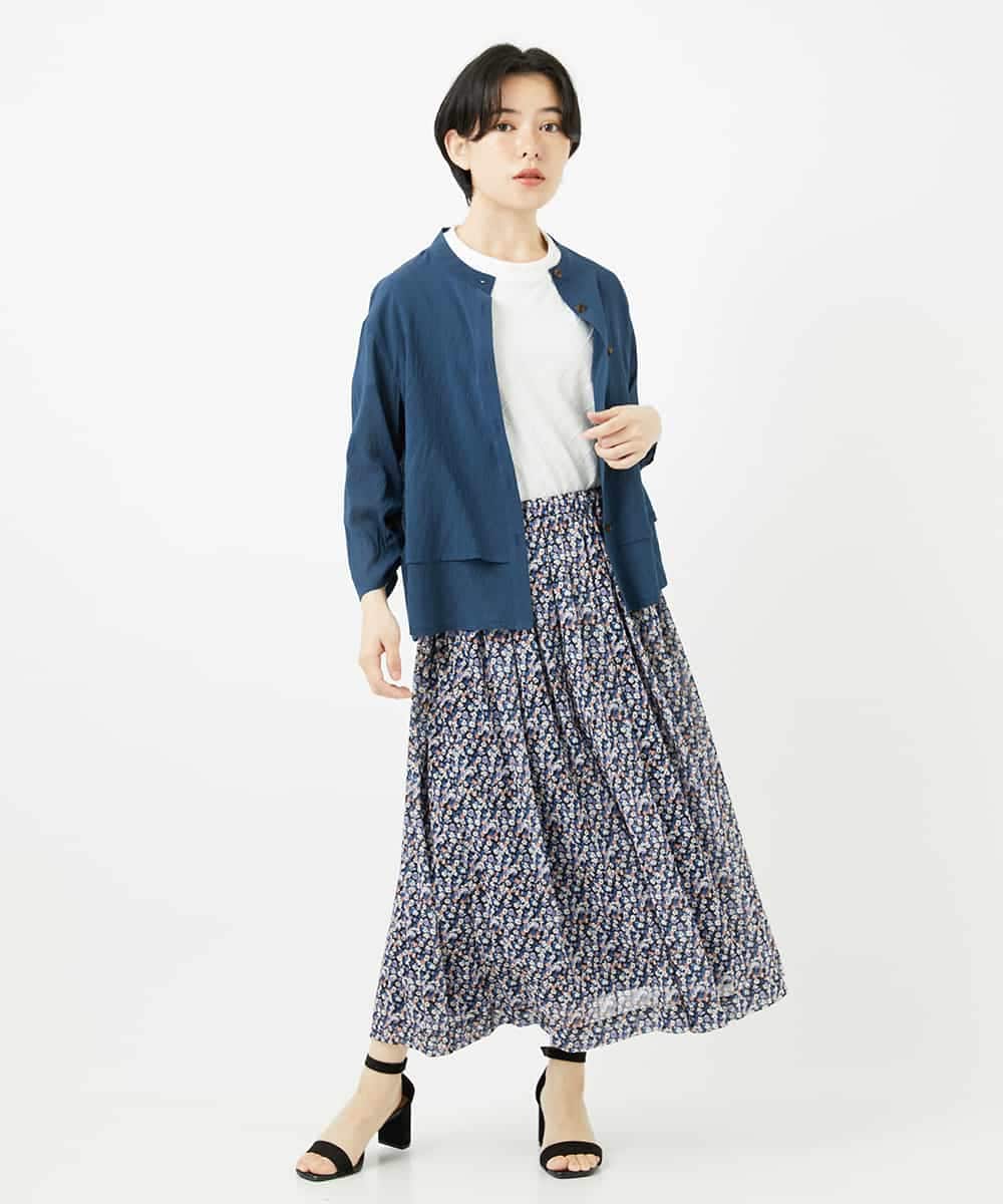 NHBGA42270 GIANNI LO GIUDICE(小さいサイズ)(メゾン ドゥ サンク) スタンドカラーデザインブラウス スモーキーグリーン