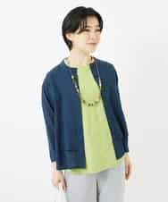 NHBGA42270 GIANNI LO GIUDICE(小さいサイズ)(メゾン ドゥ サンク) スタンドカラーデザインブラウス ネイビー