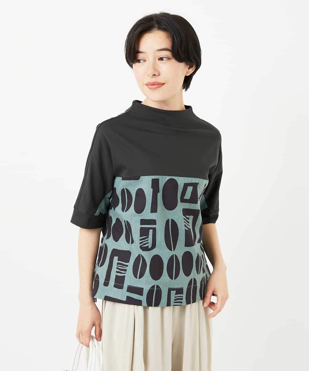 NHBGA50290 GIANNI LO GIUDICE(小さいサイズ)(メゾン ドゥ サンク) コーヒービーンズプリントブラウス ベージュ系