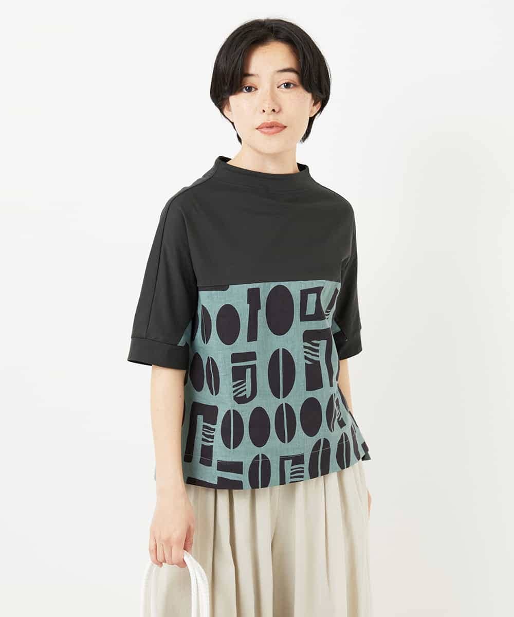 NHBGA50290 GIANNI LO GIUDICE(小さいサイズ)(メゾン ドゥ サンク) コーヒービーンズプリントブラウス ベージュ系