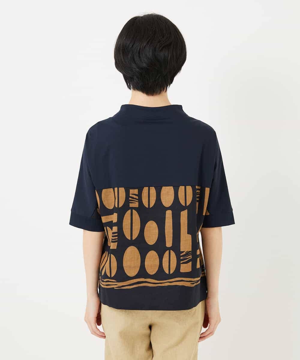 NHBGA50290 GIANNI LO GIUDICE(小さいサイズ)(メゾン ドゥ サンク) コーヒービーンズプリントブラウス ベージュ系