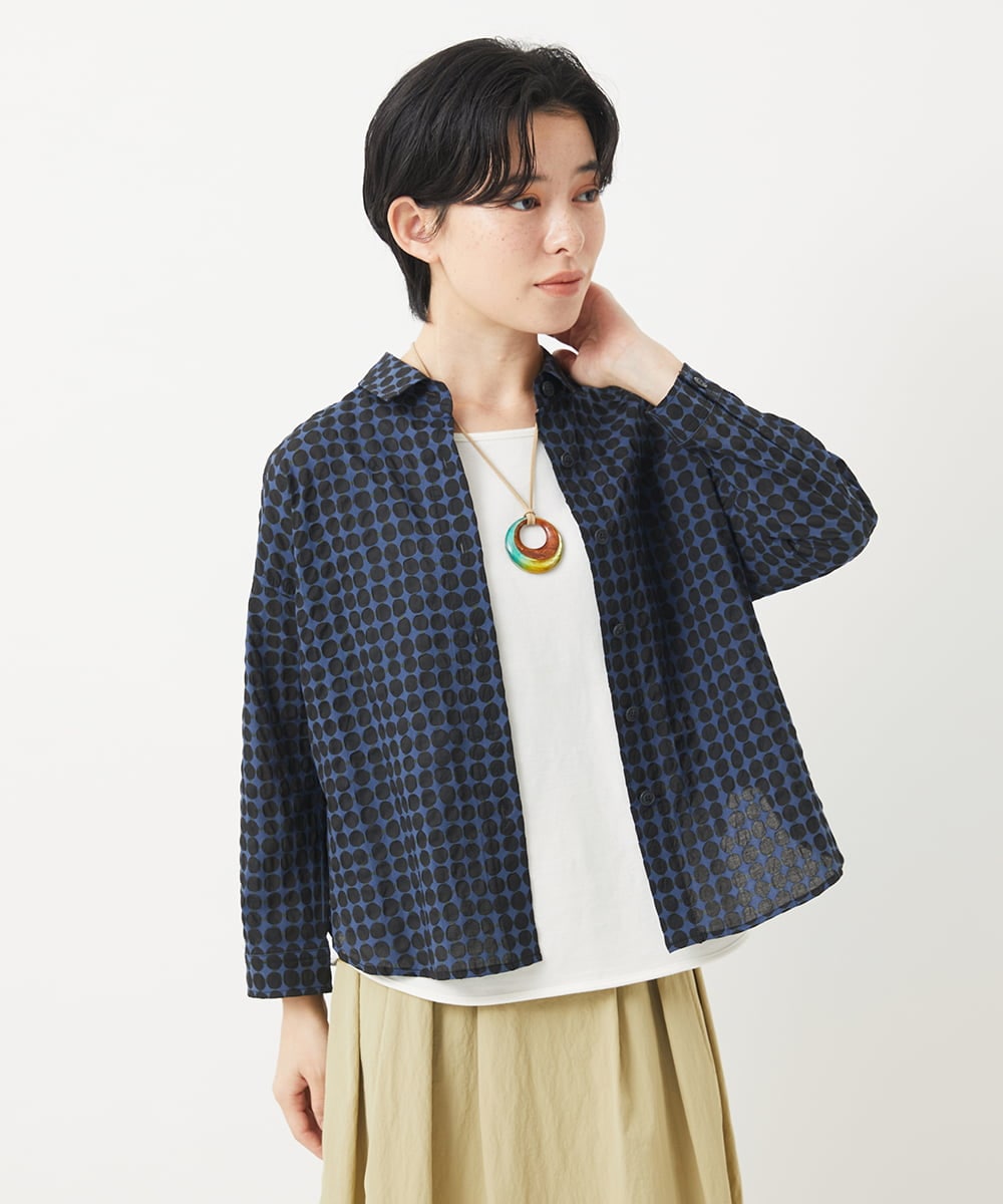 NHBGB04250 GIANNI LO GIUDICE(小さいサイズ)(メゾン ドゥ サンク) 塩縮ドットシャツブラウス ブルー系