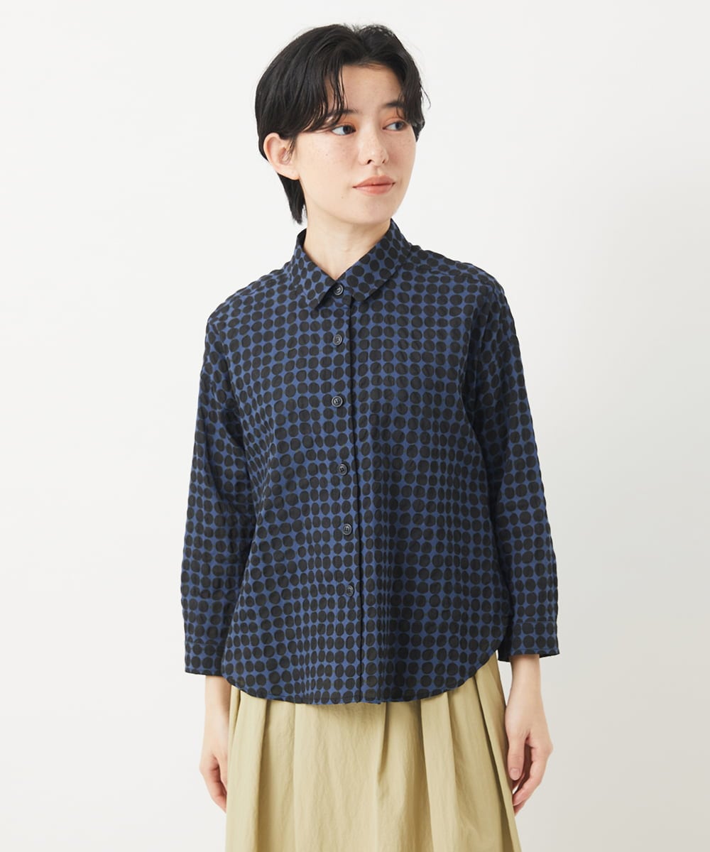 NHBGB04250 GIANNI LO GIUDICE(小さいサイズ)(メゾン ドゥ サンク) 塩縮ドットシャツブラウス ブルー系