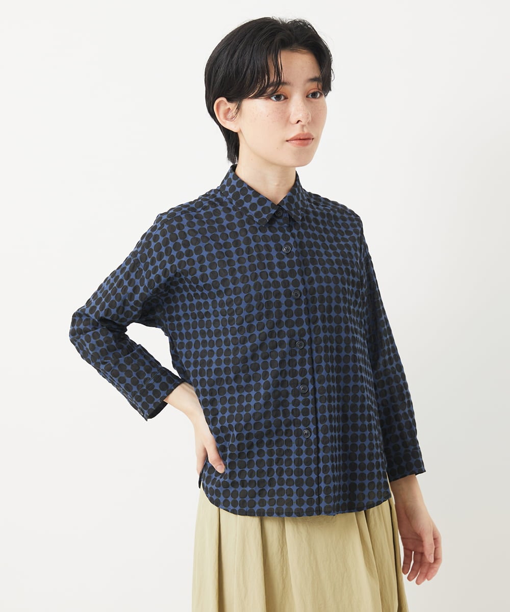 NHBGB04250 GIANNI LO GIUDICE(小さいサイズ)(メゾン ドゥ サンク) 塩縮ドットシャツブラウス ブルー系