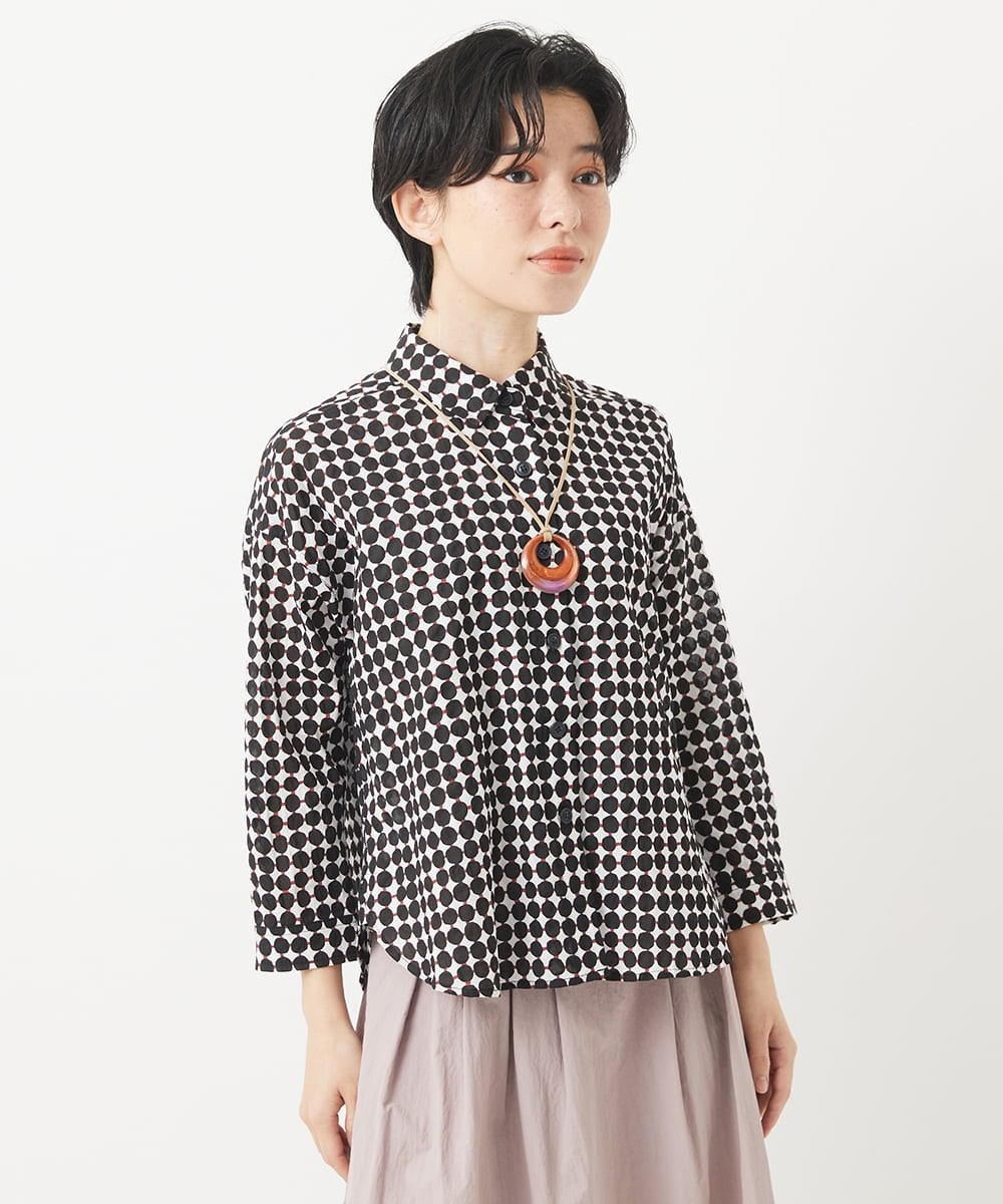 NHBGB04250 GIANNI LO GIUDICE(小さいサイズ)(メゾン ドゥ サンク) 塩縮ドットシャツブラウス ブルー系