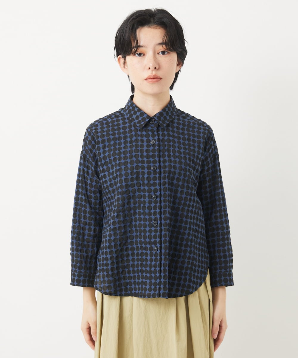 NHBGB04250 GIANNI LO GIUDICE(小さいサイズ)(メゾン ドゥ サンク) 塩縮ドットシャツブラウス ブルー系