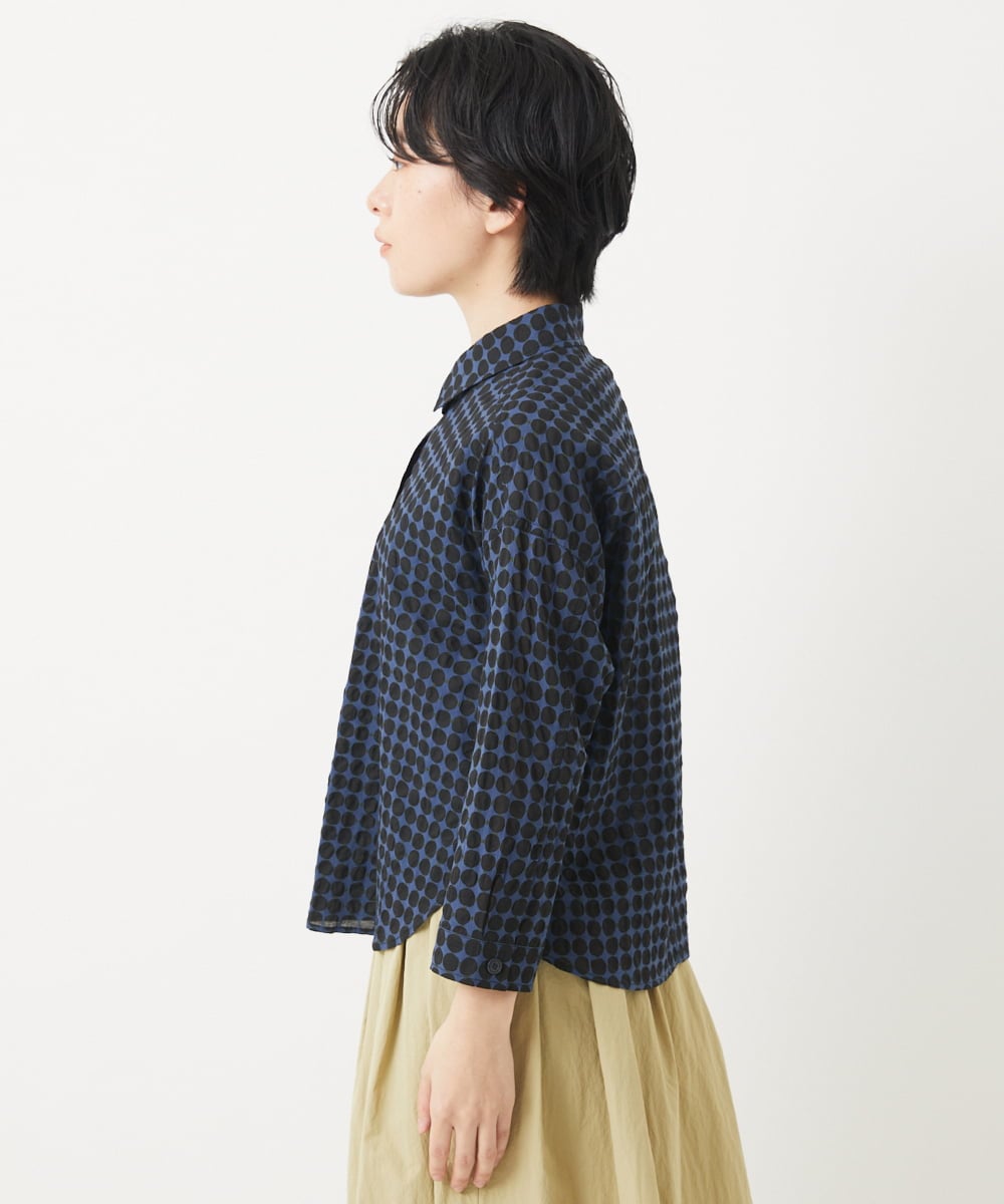 NHBGB04250 GIANNI LO GIUDICE(小さいサイズ)(メゾン ドゥ サンク) 塩縮ドットシャツブラウス ブルー系