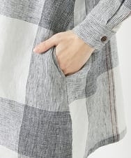 NHBGB54390 GIANNI LO GIUDICE(小さいサイズ)(メゾン ドゥ サンク) リネンチェックロングシャツブラウス ブラック×ホワイト