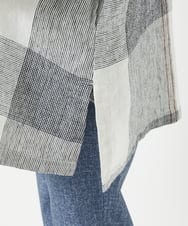 NHBGB54390 GIANNI LO GIUDICE(小さいサイズ)(メゾン ドゥ サンク) リネンチェックロングシャツブラウス ブラック×ホワイト
