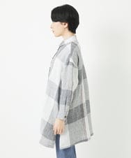NHBGB54390 GIANNI LO GIUDICE(小さいサイズ)(メゾン ドゥ サンク) リネンチェックロングシャツブラウス ブラック×ホワイト