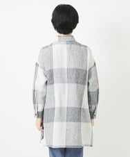 NHBGB54390 GIANNI LO GIUDICE(小さいサイズ)(メゾン ドゥ サンク) リネンチェックロングシャツブラウス ブラック×ホワイト