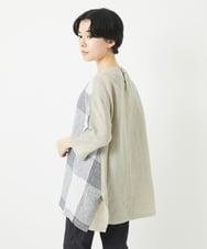 NHBGB55390 GIANNI LO GIUDICE(小さいサイズ)(メゾン ドゥ サンク) リネンチェックプルオーバーブラウス ブラック☓ホワイト