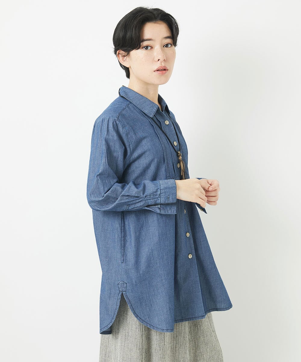 NHBGC81260 GIANNI LO GIUDICE(小さいサイズ)(メゾン ドゥ サンク) デニムチュニックブラウス ネイビー