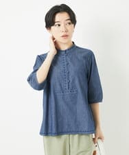NHBGC82260 GIANNI LO GIUDICE(小さいサイズ)(メゾン ドゥ サンク) デニムプルオーバーブラウス ホワイト